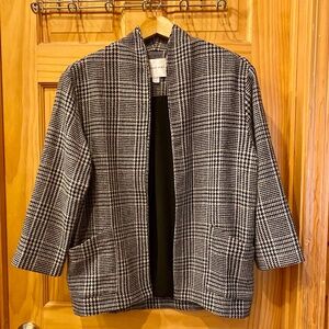 Amour Vert Black Grey and White Tweed 3/4 Sleeves Women's M